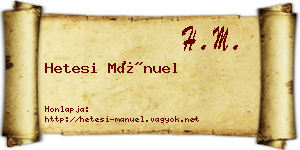 Hetesi Mánuel névjegykártya
